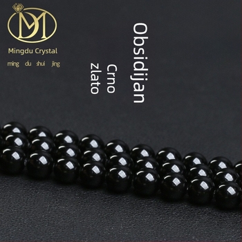 Mingdu Crystal prirodne crne obsidijanske okrugle perle, labave i poliproizvodi perli s dodacima