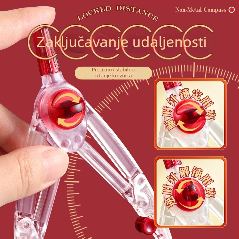 Deli ne-metalni komplet kompas i ravnalo za ispite, alat za crtanje kružnica, profesionalni plastični alat za crtanje