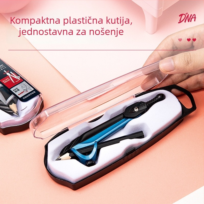 Deli 8644 metalni kompas s olovkom, set za crtanje za učenike