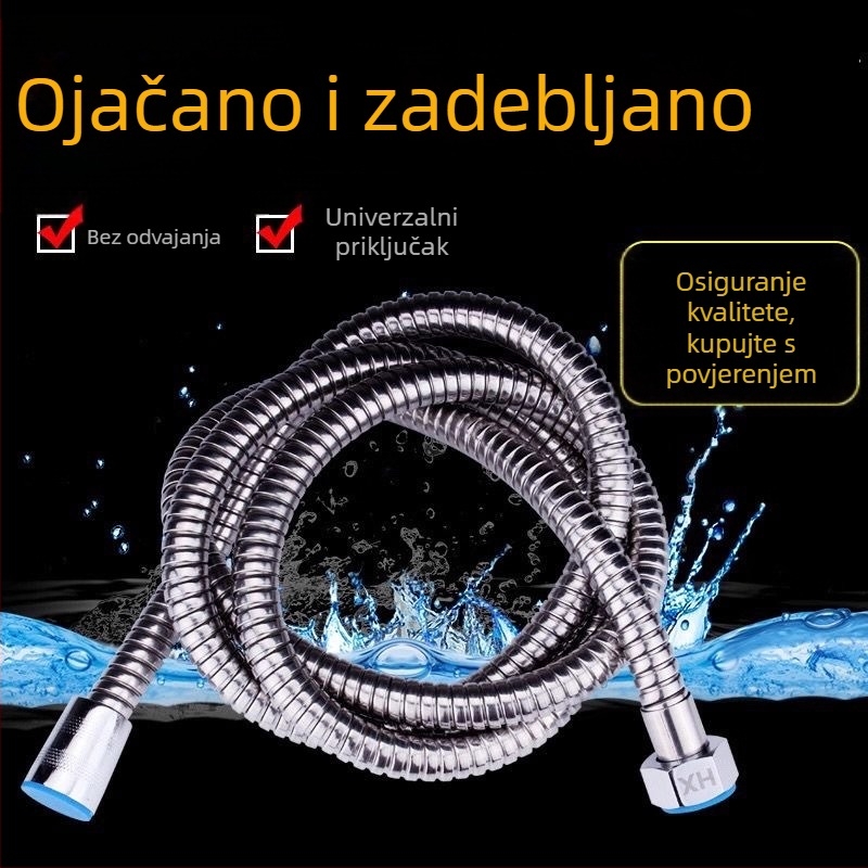 Cijev za tuš od nehrđajućeg čelika, otporna na eksplozije, duljina 1.5 m, s tuš glavom