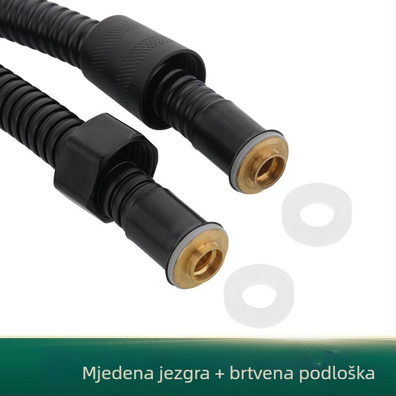 Crna cijev za tuš od nehrđajućeg čelika s bakrenim jezgrom, tuš fleksibilna cijev, vodovodna cijev za bojler u kupaonici, jednostavna instalacija