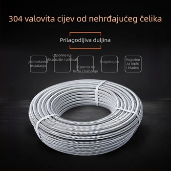 304 nehrđajući čelik valovita cijev za bojler, ulazi i izlazi tople i hladne vode, priključci 1 inča