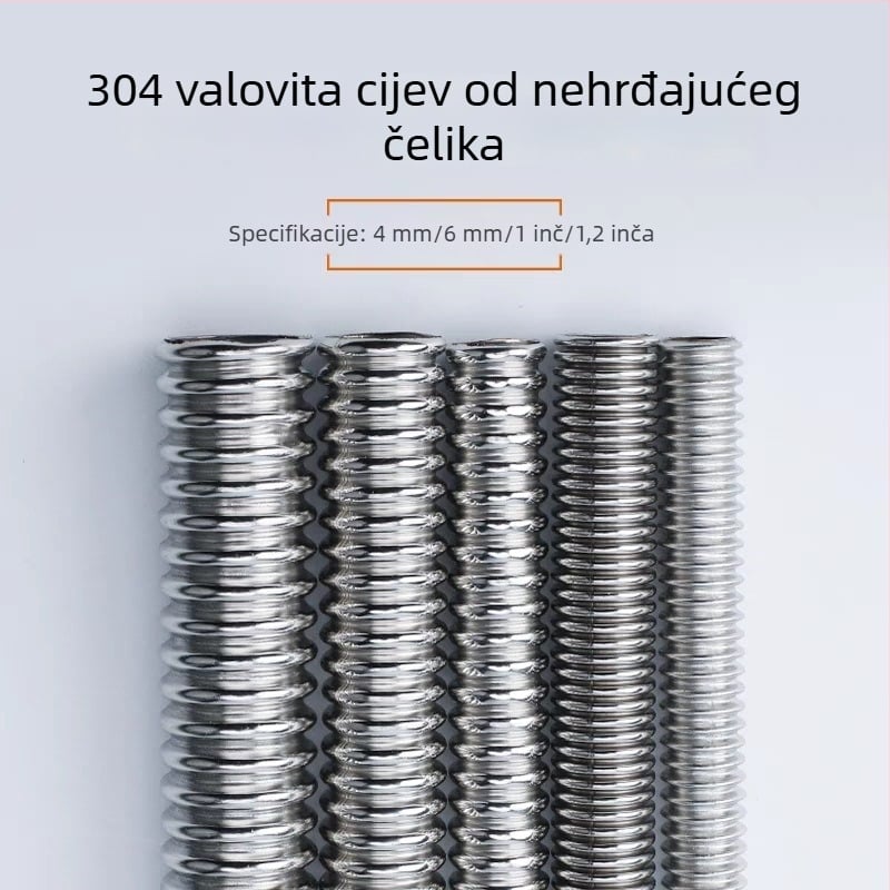 304 nehrđajući čelik valovita cijev za bojler, ulazi i izlazi tople i hladne vode, priključci 1 inča