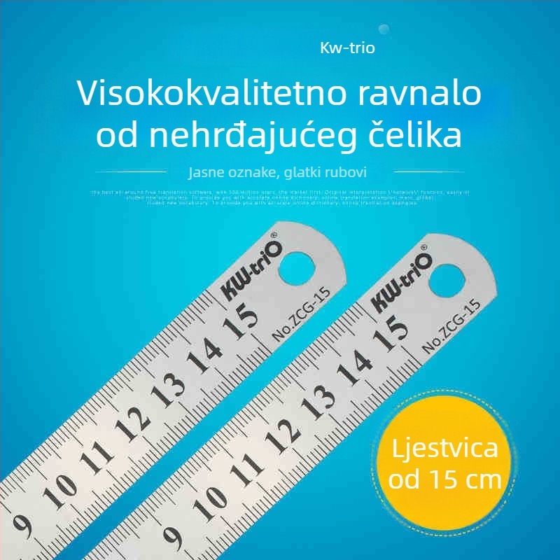 50 cm nehrđajuće čelično pravilo, dvostruka skala, za drvodjelstvo, ured i školu