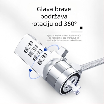 Xmm Xin Password 4-znamenkasti sigurnosni kabel za zaključavanje prijenosnog računala s metalnim užetom, zaštita od krađe, univerzalno, prenosno