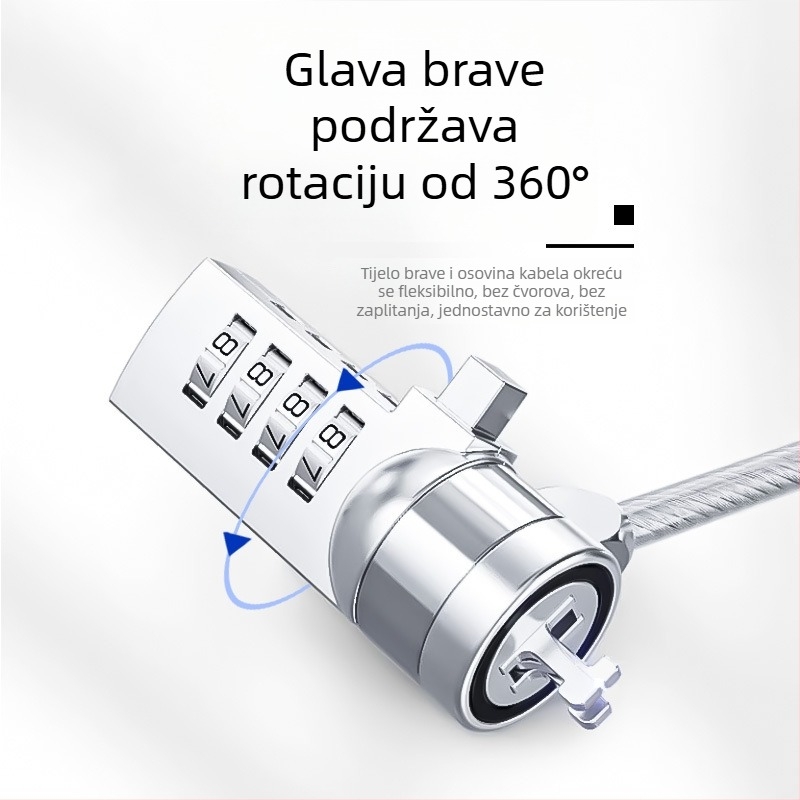 Xmm Xin Password 4-znamenkasti sigurnosni kabel za zaključavanje prijenosnog računala s metalnim užetom, zaštita od krađe, univerzalno, prenosno