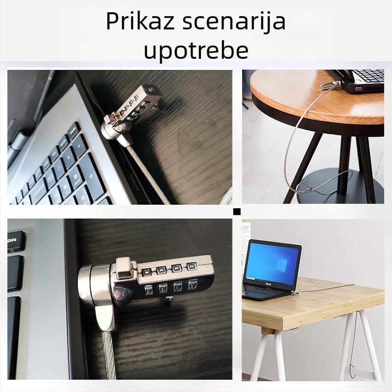 Xmm Xin Password 4-znamenkasti sigurnosni kabel za zaključavanje prijenosnog računala s metalnim užetom, zaštita od krađe, univerzalno, prenosno