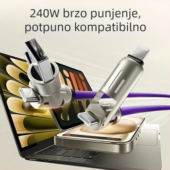 240W RGB dišuće svjetlo, 4-u-1 kabel za brzo punjenje i prijenos podataka za iPhone, Android i Type-C uređaje