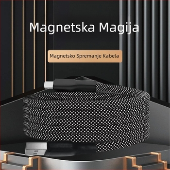 Magnetski kabel za punjenje i prijenos podataka s Lightning i USB-C priključcima, pleteni kabel, duljina 0,5–1 m, brzo punjenje za iPhone 15 i Android uređaje