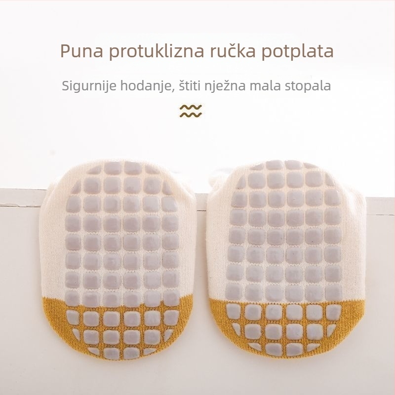 Pamukaste čarape za bebe za proljeće i jesen s punom gumom na potplatu, protuklizne, srednje dužine, unisex