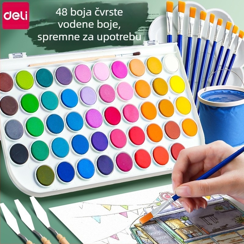 Deli tvrde akvarelne boje – profesionalni umjetnički set, 36 ili 48 boja, za početnike i djecu