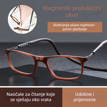 Čitačke naočale s magnetskim lancem oko vrata i zaštitom od plavog svjetla