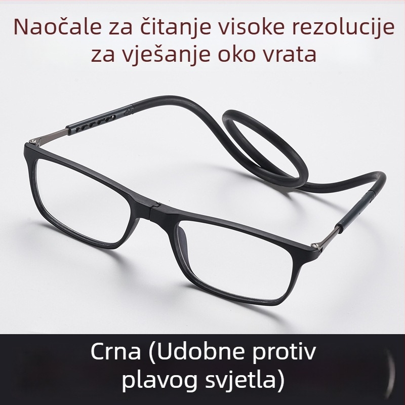 Čitačke naočale s magnetskim lancem oko vrata i zaštitom od plavog svjetla