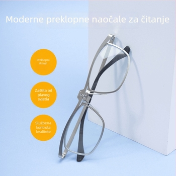Nova stil square metal flip naočale za čitanje s anti-plavim svjetlom, visoka rezolucija, poslovni stil za starije osobe, klasične visokokvalitetne naočale za čitanje