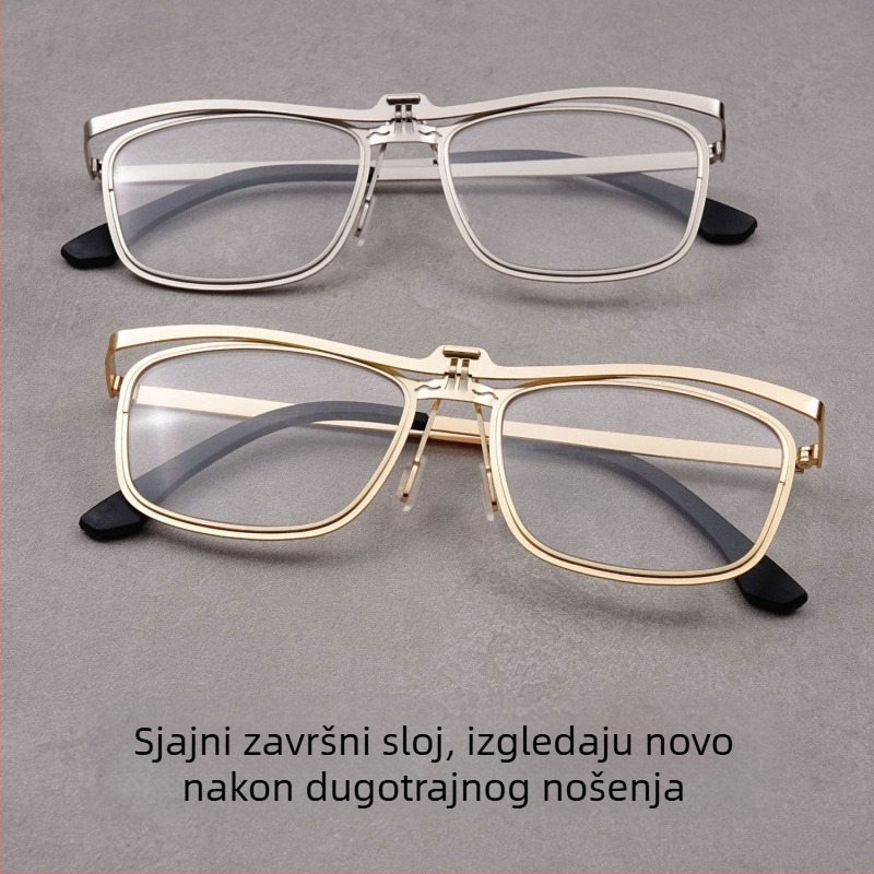 Nova stil square metal flip naočale za čitanje s anti-plavim svjetlom, visoka rezolucija, poslovni stil za starije osobe, klasične visokokvalitetne naočale za čitanje