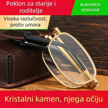 Muške sklopive naočale za čitanje – kristalno staklo, visoka definicija, otporne na ogrebotine, anti-zračenje, za srednju dob i starije