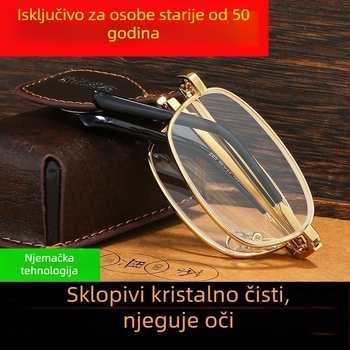 Muške sklopive naočale za čitanje – kristalno staklo, visoka definicija, otporne na ogrebotine, anti-zračenje, za srednju dob i starije