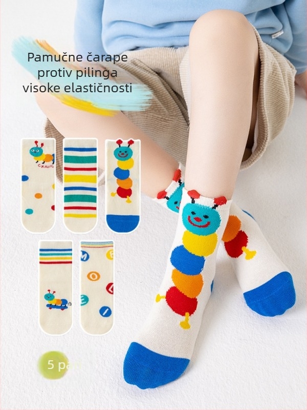 Dječje Mao Mao čarape srednje dužine, pamuk, prozračne, unisex, s karikaturnim motivom