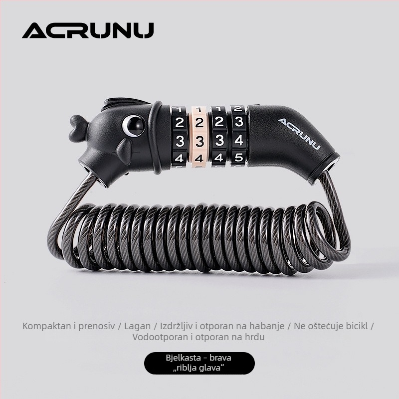 ACRUNU Brava s kodom za bicikl, prenosivi čelični kabel za električne motocikle – zaštita od krađe