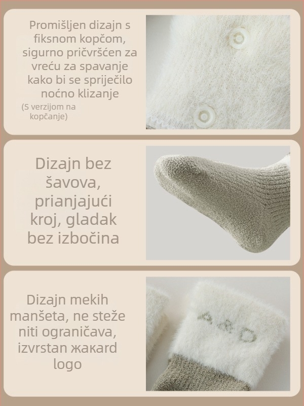 Andan dječje čarape s dizajnom spavaćeg vrećice – tople zimske čarape do sredine potkoljenice, unisex, 2 para