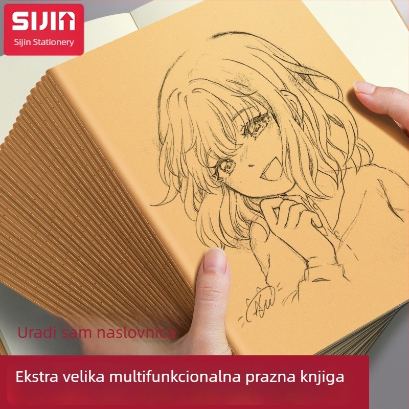 Višenamjenski prazan bilježnica s koricama od kraft papira, ojačano šivanje, za studente, minimalistički stil, prazne stranice, 50–100 stranica, 75 g/m².
