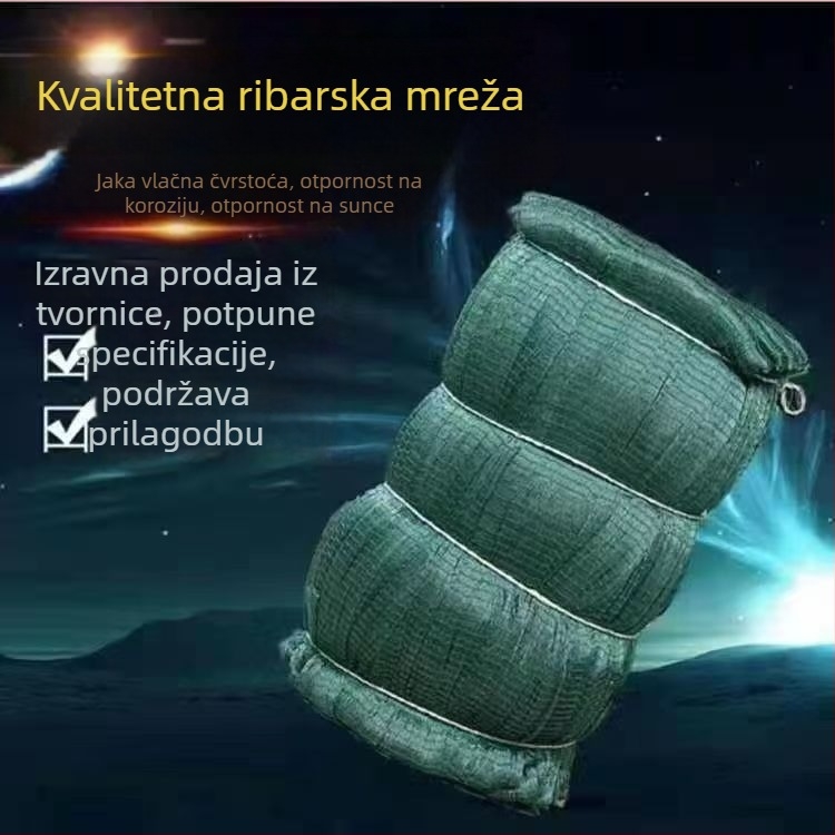 Polietilenske mreže za ribolov i uzgoj riba, podizne mreže, mreže za razdjeljivanje, mreže protiv ptica, mreže za ptice i kokoši, oprema za ribolov različitih veličina