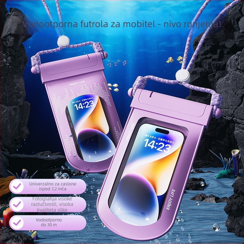 Vodootporna torbica za telefon s osjetljivim dodirnim zaslonom, prozirna zaštitna vrećica za podvodno snimanje – pogodna za plivanje, rafting i termalne izvore