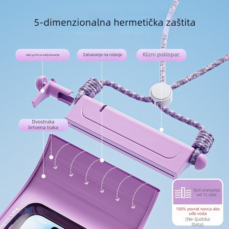 Vodootporna torbica za telefon s osjetljivim dodirnim zaslonom, prozirna zaštitna vrećica za podvodno snimanje – pogodna za plivanje, rafting i termalne izvore