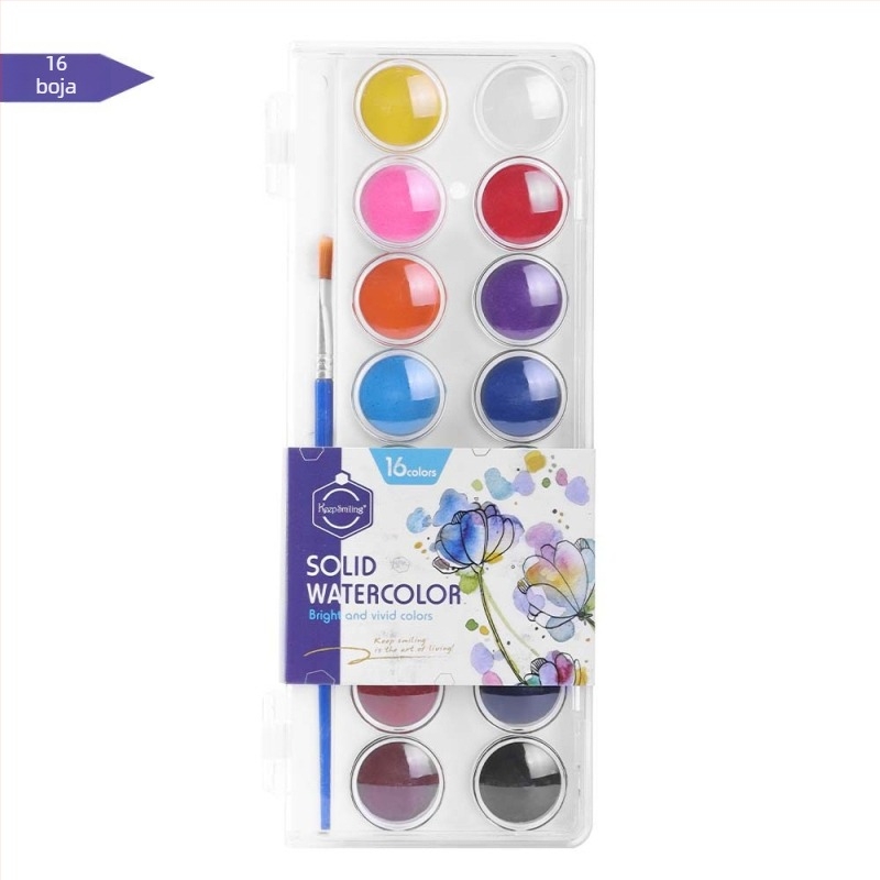 Set solidnih akvarel boja, 12/16/28/36 boja, mini umjetnički pribor