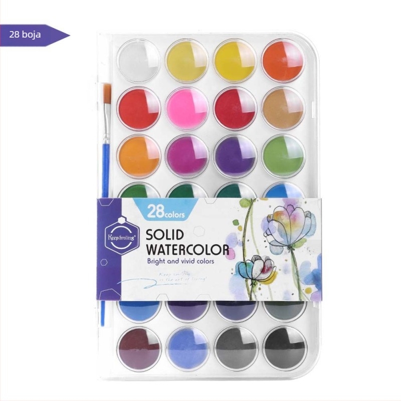 Set solidnih akvarel boja, 12/16/28/36 boja, mini umjetnički pribor