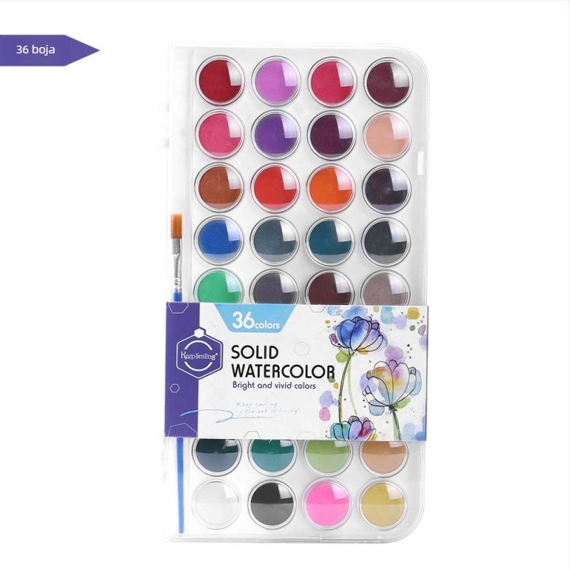 Set solidnih akvarel boja, 12/16/28/36 boja, mini umjetnički pribor
