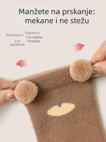 Dječje zimske čarape s flisom, debele i tople, bez šavova, srednje visoke, crtani motiv, unisex