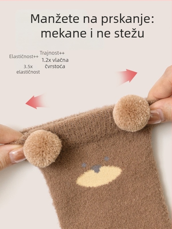 Dječje zimske čarape s flisom, debele i tople, bez šavova, srednje visoke, crtani motiv, unisex