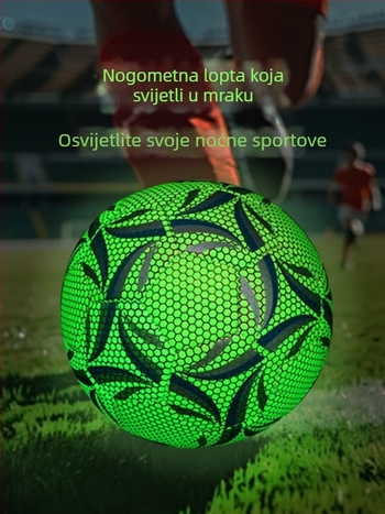 Nogometna lopta veličine 5, standard za odrasle i mlađe; veličine 4 za djecu; trening lopta, šivana strojem, izdržljiva, svijetleća