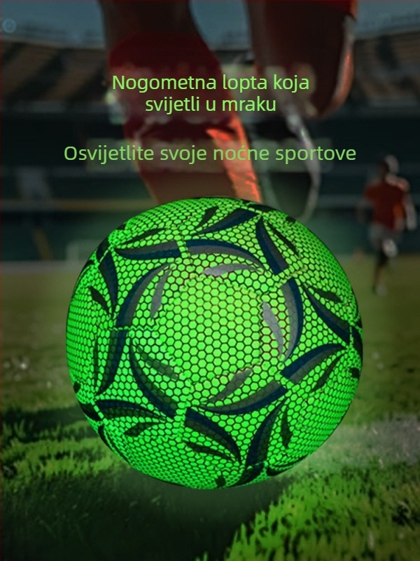 Nogometna lopta veličine 5, standard za odrasle i mlađe; veličine 4 za djecu; trening lopta, šivana strojem, izdržljiva, svijetleća