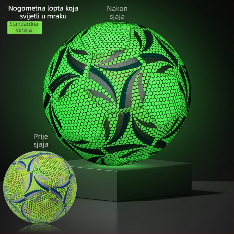 Nogometna lopta veličine 5, standard za odrasle i mlađe; veličine 4 za djecu; trening lopta, šivana strojem, izdržljiva, svijetleća