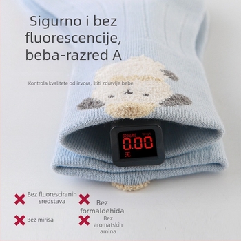 Tri para bebinih čarapa od češanog pamuka, bezšivne i bez stiskanja, antibakterijske srednje visine za bebe