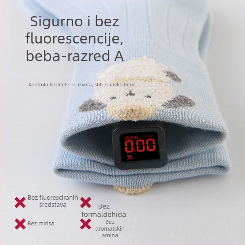 Tri para bebinih čarapa od češanog pamuka, bezšivne i bez stiskanja, antibakterijske srednje visine za bebe