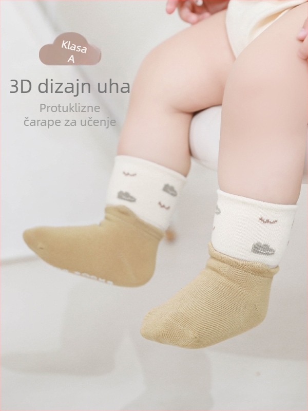 Jesenske čarape za bebe s trodimenzionalnim slatkim crtać dizajnom, protuklizne unutarnje čarape za učenje hodanja