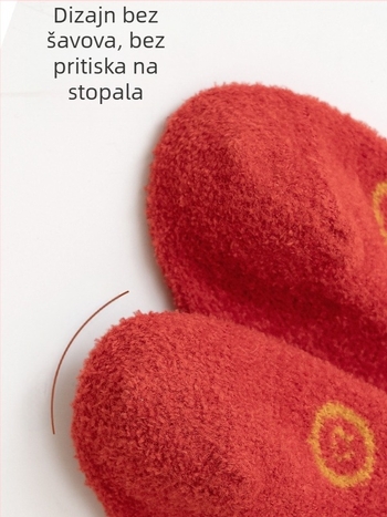 Dječje zimske debele crvene čarape za Novu godinu, bezšivne, srednje dužine do potkoljenice, pamuk, za bebe i djecu