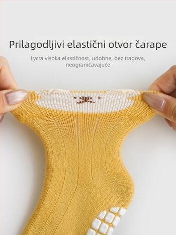 Dječje podne čarape zimi, debeli, bezšivne, protuklizne terry čarape za bebe i djecu, crtani motiv, tople, srednje dužine