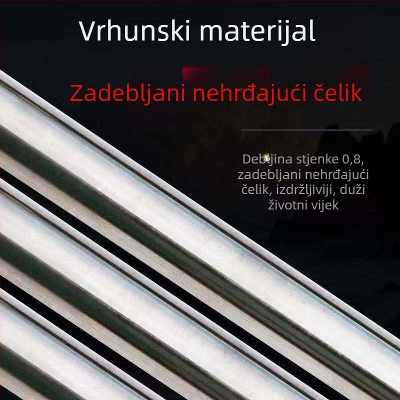 Nerđajući čelik, zavarena jedinstvena glava štapa, debljina stijenke 0,8 mm; višenamjenski štap za branje voća s visine, ribolovna palica i harpun štap.