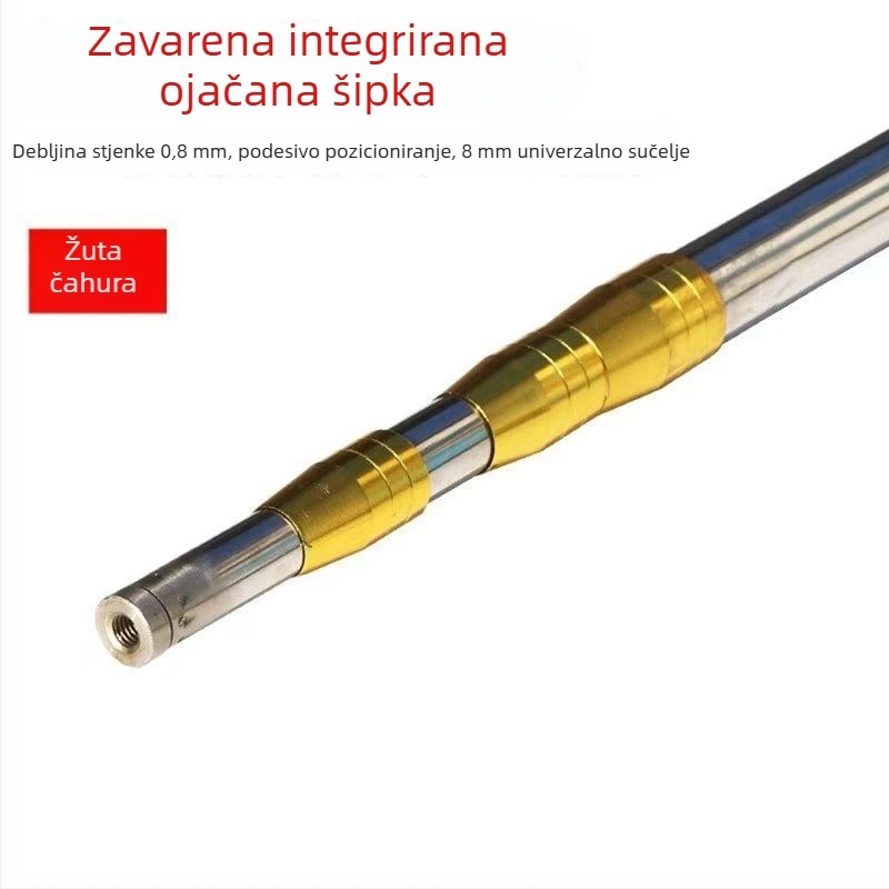 Nerđajući čelik, zavarena jedinstvena glava štapa, debljina stijenke 0,8 mm; višenamjenski štap za branje voća s visine, ribolovna palica i harpun štap.