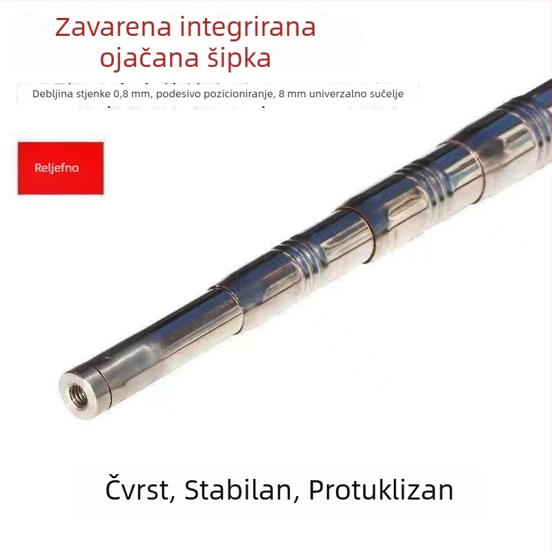 Nerđajući čelik, zavarena jedinstvena glava štapa, debljina stijenke 0,8 mm; višenamjenski štap za branje voća s visine, ribolovna palica i harpun štap.
