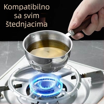 Mini lonac od nehrđajućeg čelika za izlijevanje ulja, s plochim dnom