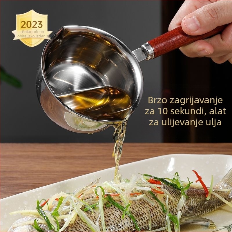 Mini lonac od nehrđajućeg čelika za izlijevanje ulja, s plochim dnom