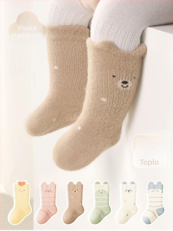 Deblje zimske čarape za bebe i djecu, podstavljene fleecom, srednje dužine, unisex