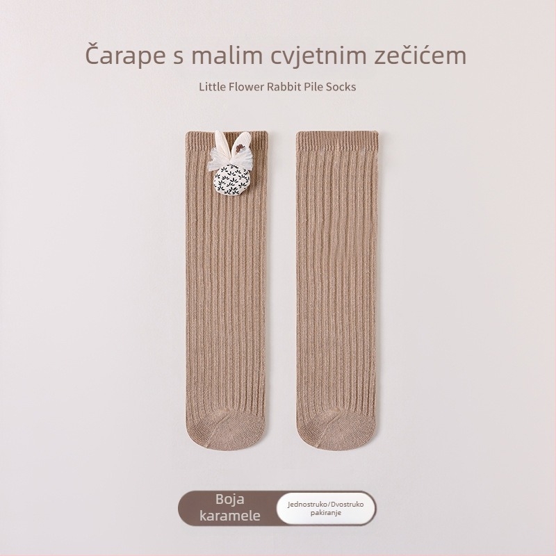 Dječje čarape od češane pamuka do srednje duljine potkoljenice, s mašnicom, korejski stil, japanski cvjetni uzorak