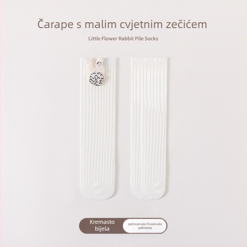 Dječje čarape od češane pamuka do srednje duljine potkoljenice, s mašnicom, korejski stil, japanski cvjetni uzorak