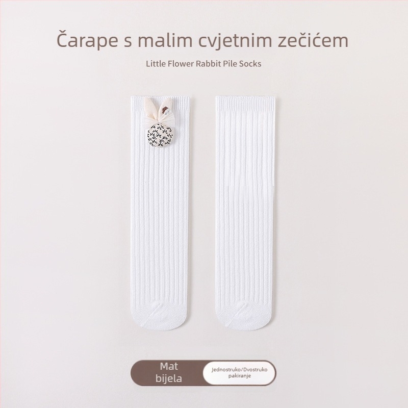 Dječje čarape od češane pamuka do srednje duljine potkoljenice, s mašnicom, korejski stil, japanski cvjetni uzorak